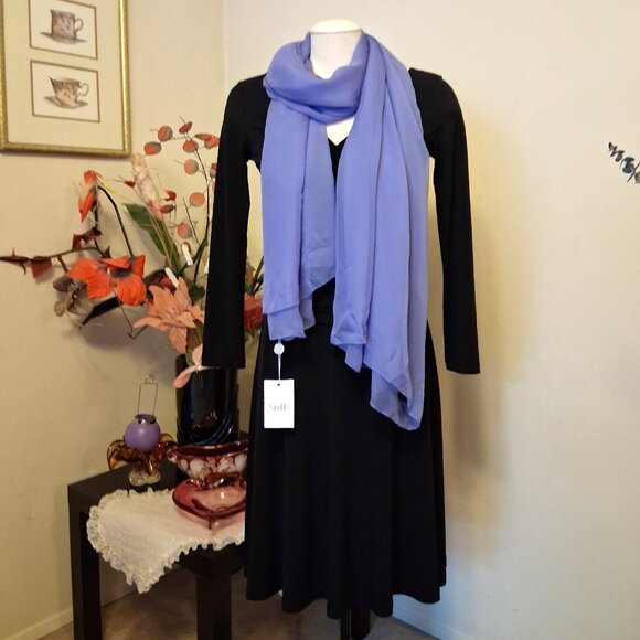 Vintage Women's NEW Stills 100% Silk Long Classic Luxury Light Purple Scarf - Picture 4 of 8